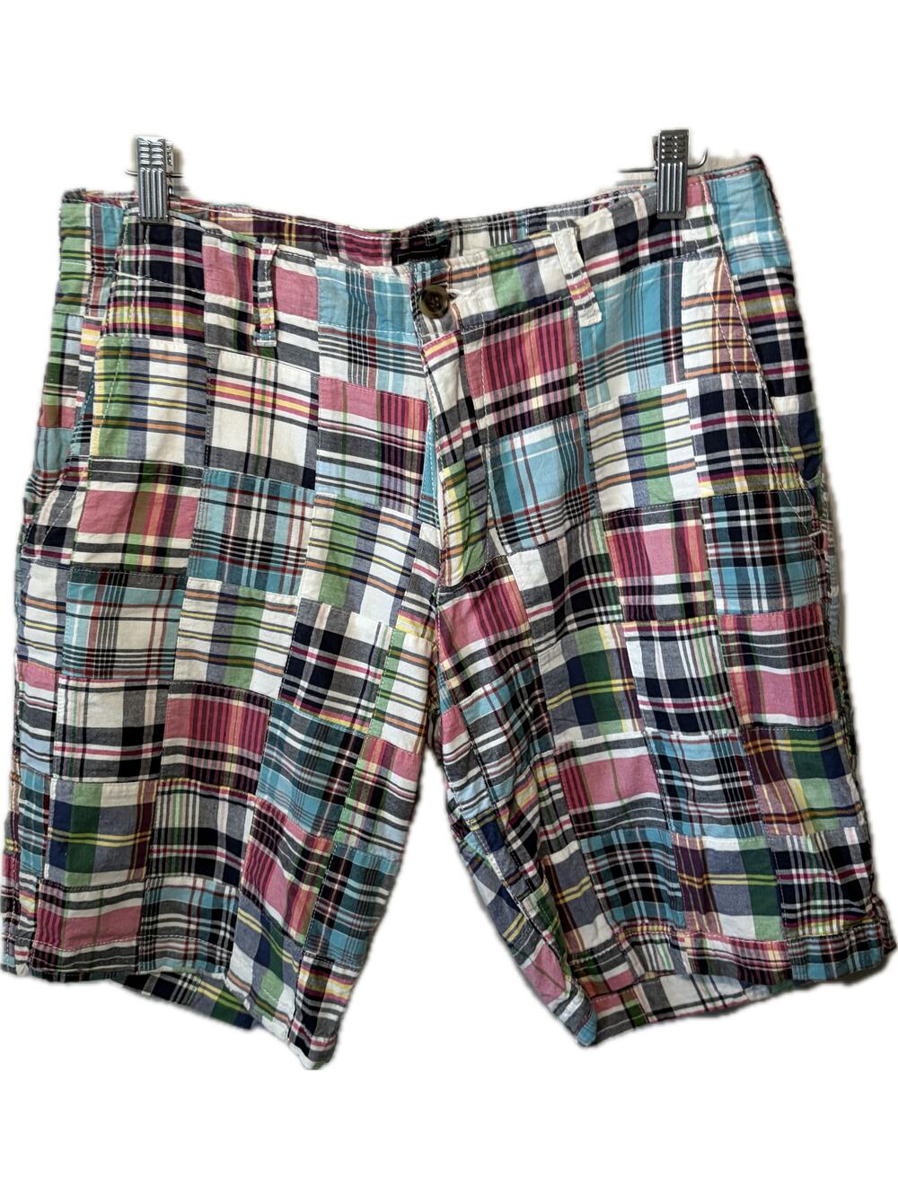 Gap Khakis Shorts Madras Plaid Lived In Multi Color Golf Beach Vacation 34